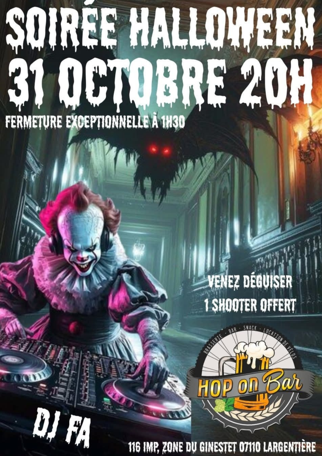 Soirée Halloween au Hop on Bar_Largentière