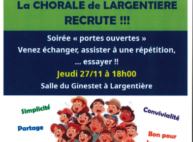 Soirée porte ouverte : La chorale de Largentière recrute