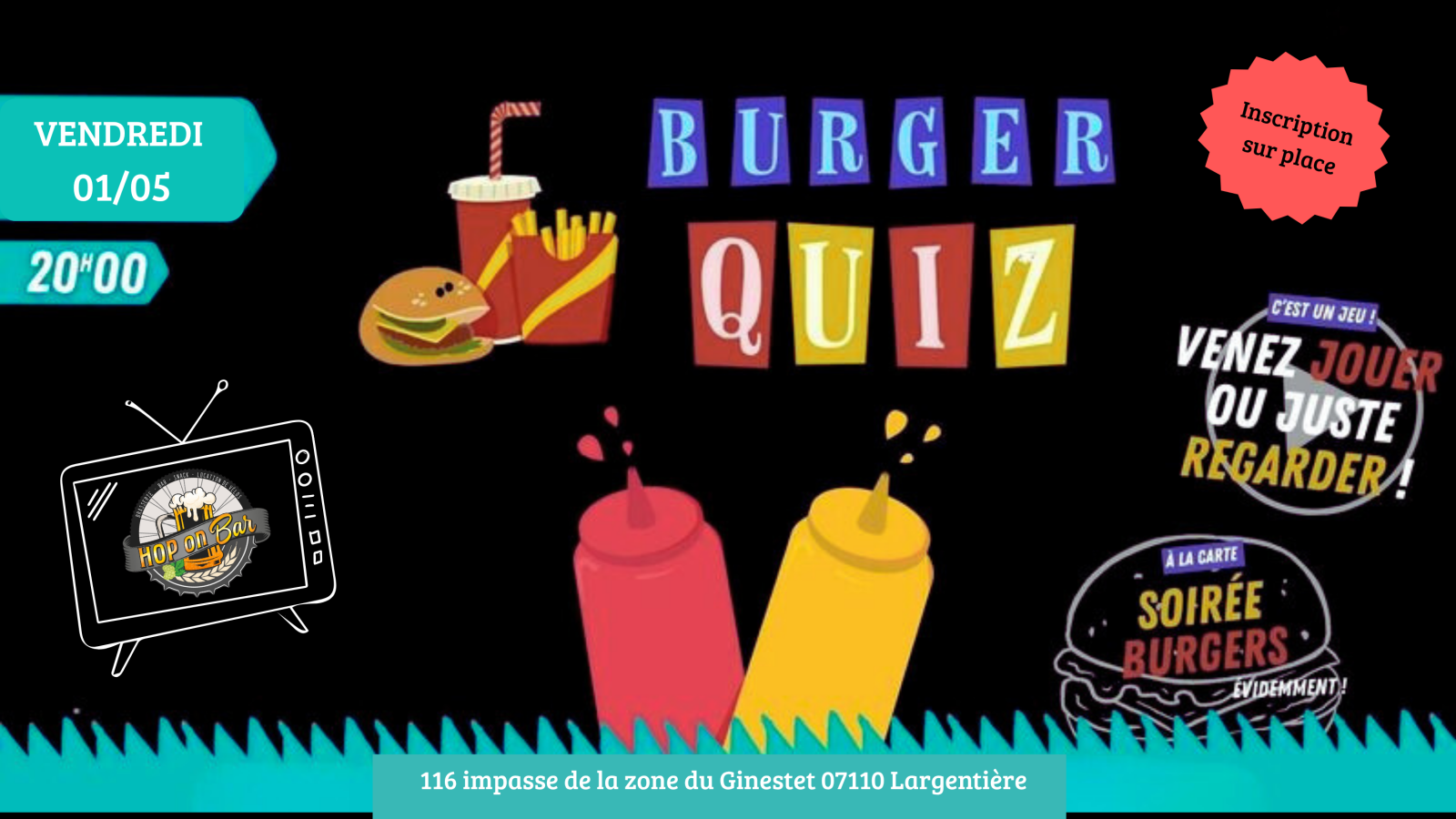 Soirée Burger Quizz au Hop on Bar